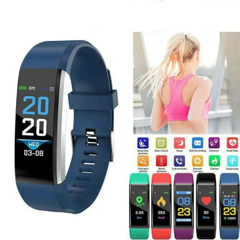 Next-Gen 115Plus Smart Watch for Men & Women: IP68 Waterproof, Fitness Tracker Sport Watch, HR/BP Monitor*