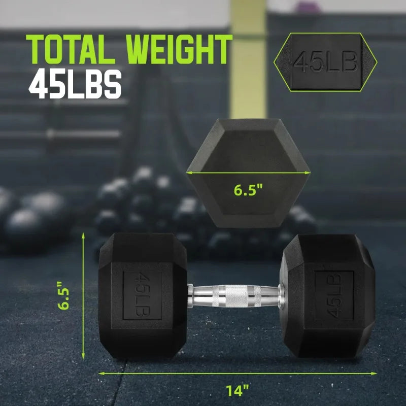 BalanceFrom Rubber Encased Hex Dumbbells, 45 lbs Pair, Black 7 Sister Stars LLC