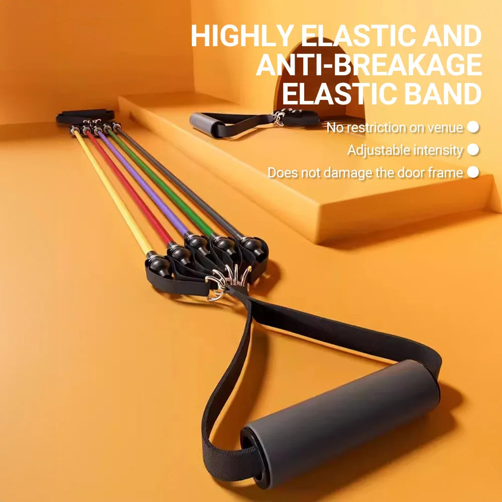 10-14pcs/Set Pull Rope Bodybuilding Resistance Bands Set Multi-function Tensioner Suit Muscle Training Belt Elastic Bands 7 Sister Stars LLC