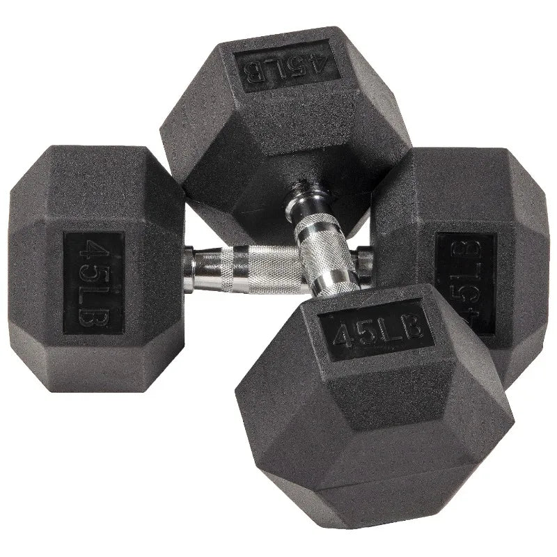 BalanceFrom Rubber Encased Hex Dumbbells, 45 lbs Pair, Black 7 Sister Stars LLC