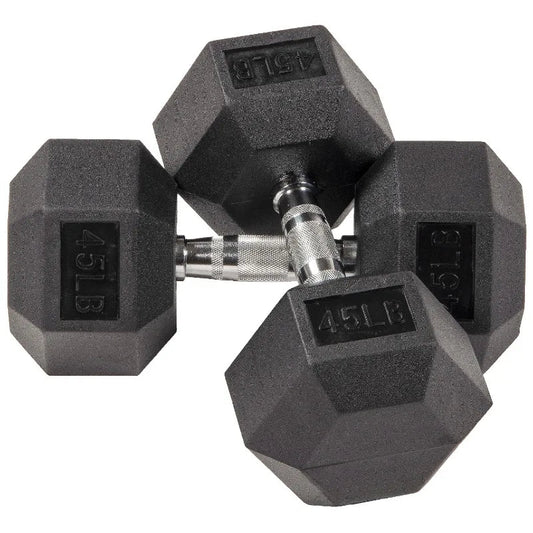 BalanceFrom Rubber Encased Hex Dumbbells, 45 lbs Pair, Black 7 Sister Stars LLC