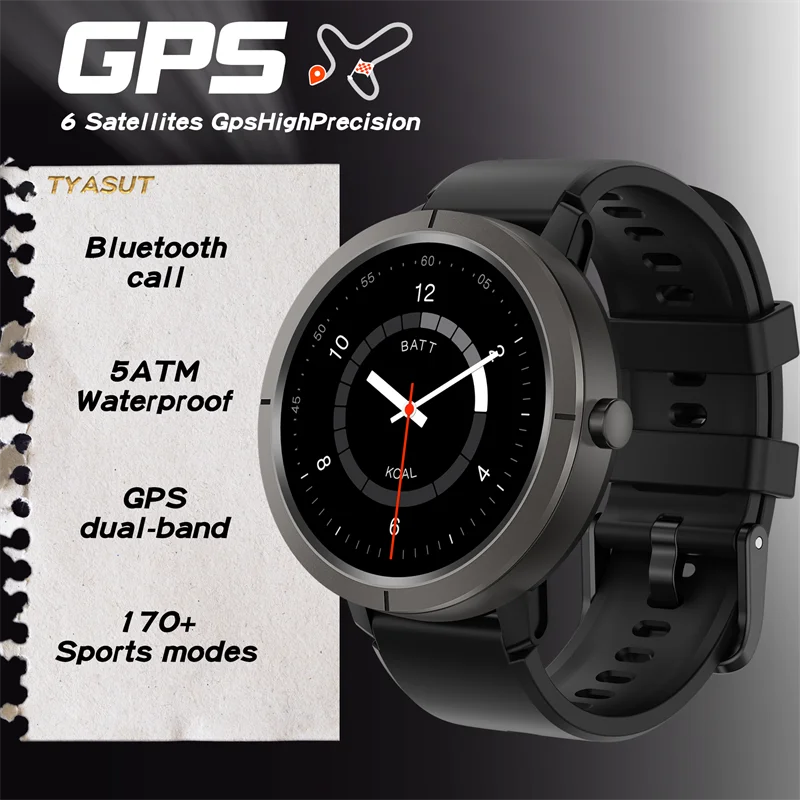 2025 New GPS Sports Smart Watch 1.32 inch AMOLED 5ATM Waterproof Outdoor Watch 360mAh Battery call Smarwatch For Men And Women