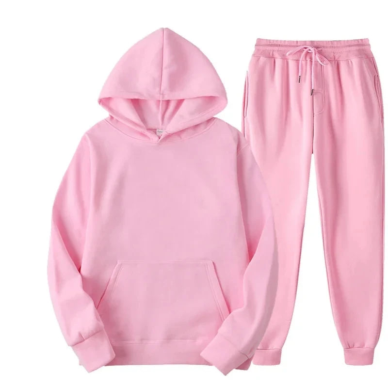 Men's Autumn and Winter New Solid Color Hoodie+pants Two-piece Set Fashionable Casual Sports Set Size S-3XLWomen's Tracksuit 7 Sister Stars LLC