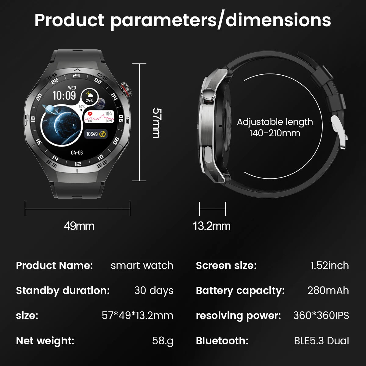 2025 New GUHUAVMI GT5 Pro Smart Watch Men HD AMOLED Screen GPS Motion trajectory HeartRate Bluetooth Call 1.52" SmartWatch IP68