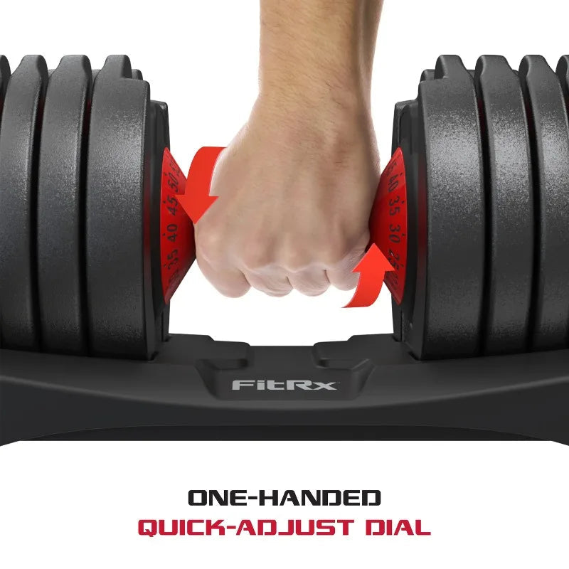 FitRx Adjustable Dumbbells, 52.5lb SmartBell Dumbbell Set with Quick-Select Weights for Home Gym 7 Sister Stars LLC
