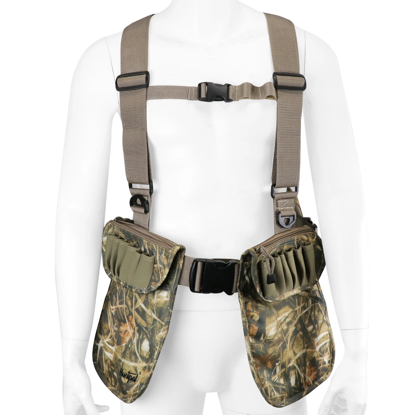 Hunting Vest Camouflage Upland Waterfowl Vest Meadow Lightweight with Hunting Game Duck Pouch and Pockets for Hunting Fishing