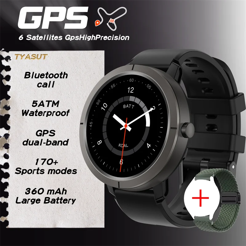 2025 New GPS Sports Smart Watch 1.32 inch AMOLED 5ATM Waterproof Outdoor Watch 360mAh Battery call Smarwatch For Men And Women