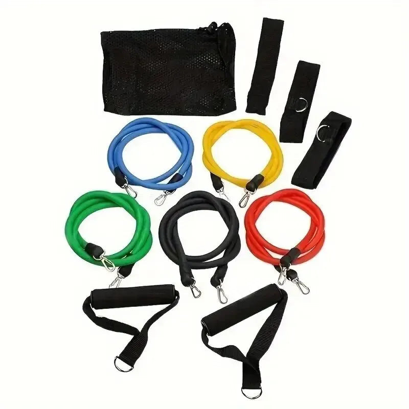 11pcs/Set Pull Rope, Resistance Bands, Portable Fitness Equipment, Ankle Strap, Chest Expander, Elastic Exercise Band 7 Sister Stars LLC