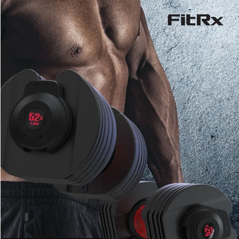 FitRx Adjustable Dumbbells, 52.5lb SmartBell Dumbbell Set with Quick-Select Weights for Home Gym 7 Sister Stars LLC