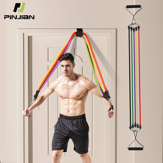 10-14pcs/Set Pull Rope Bodybuilding Resistance Bands Set Multi-function Tensioner Suit Muscle Training Belt Elastic Bands 7 Sister Stars LLC