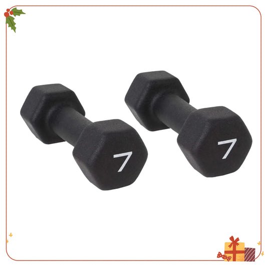 7lb Black Neoprene Dumbbell Pair, Non-Slip Grip Hand Weights for Womens Fitness, Home Gym & Strength Training