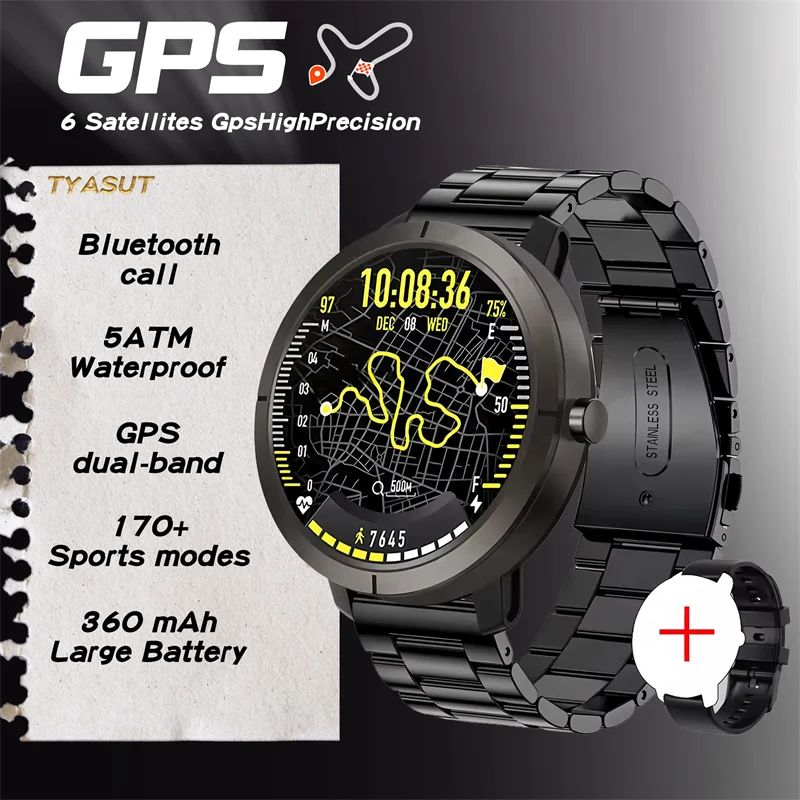 2025 New GPS Sports Smart Watch 1.32 inch AMOLED 5ATM Waterproof Outdoor Watch 360mAh Battery call Smarwatch For Men And Women
