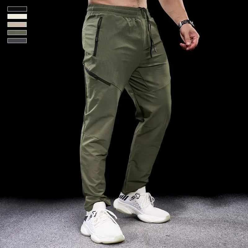New Autumn Winter Men Quick-drying Sports Casual Trousers Gym Fitness Running Training Clothes Micro-elastic Zipper Pocket Pants 7 Sister Stars LLC