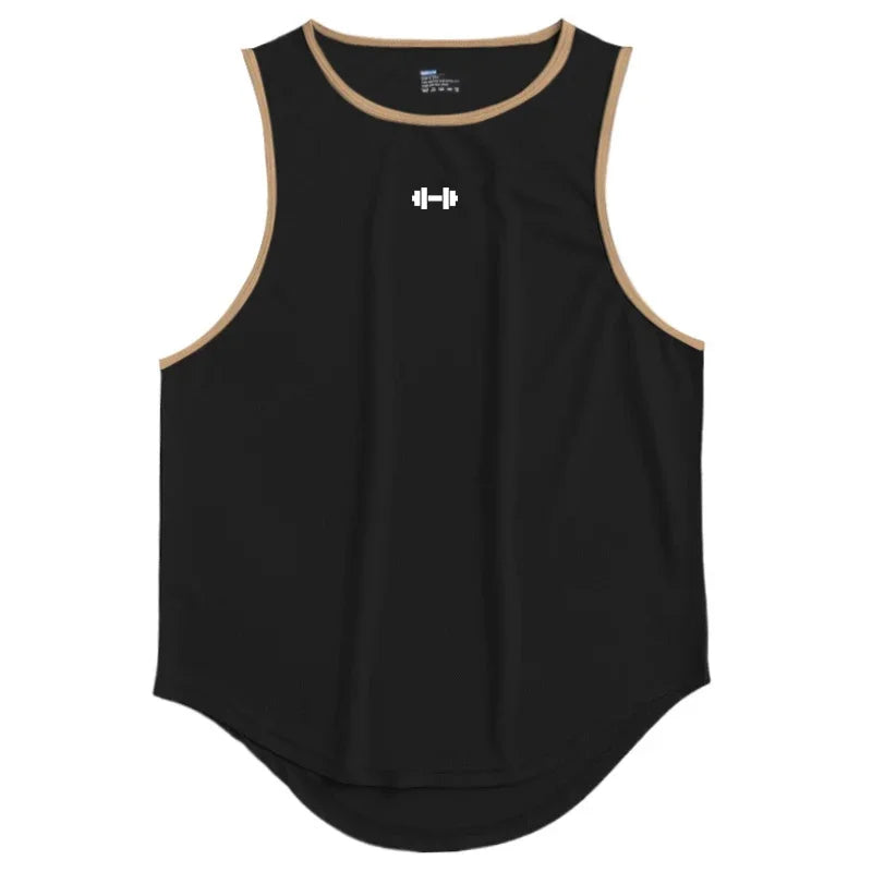 Gym Fitness Bodybuilding Sport Vests Mesh Breathable Quick Dry Running Tank Tops Mens Workout Muscle Casual Elastic T-shirts 7 Sister Stars LLC