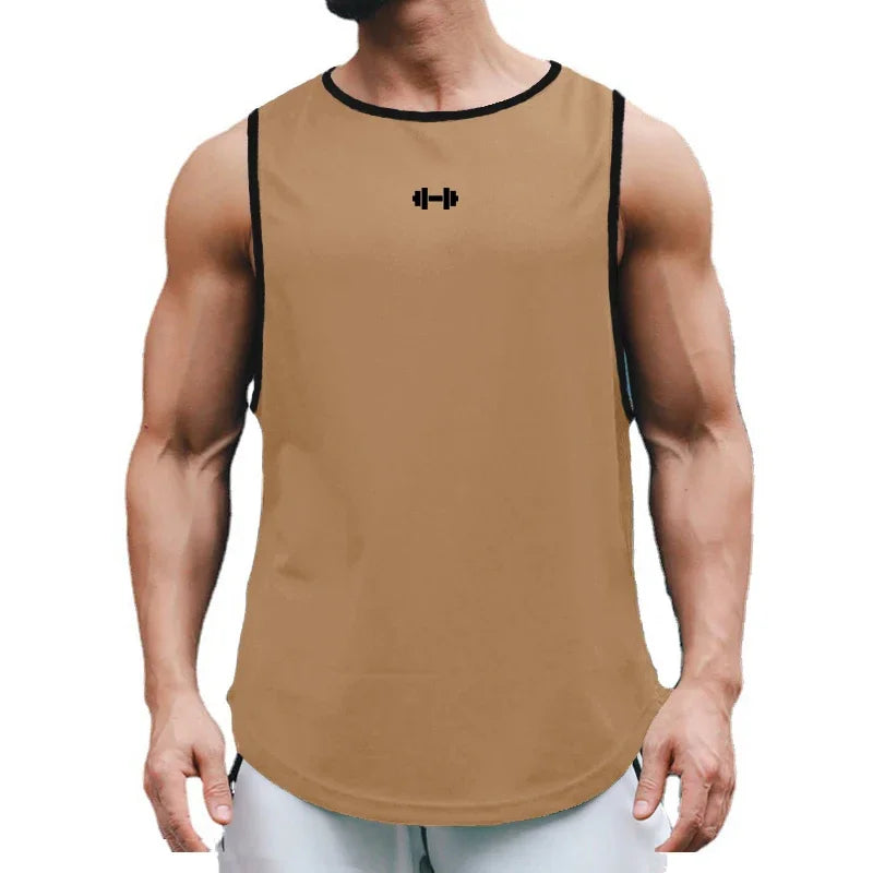 Gym Fitness Bodybuilding Sport Vests Mesh Breathable Quick Dry Running Tank Tops Mens Workout Muscle Casual Elastic T-shirts