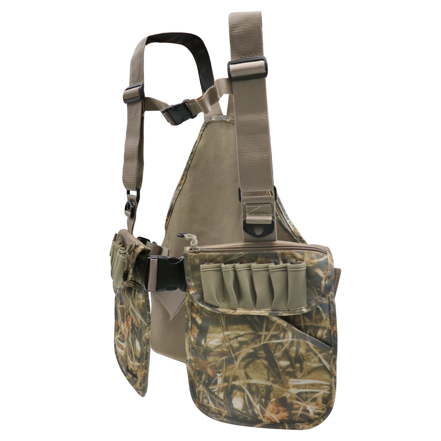 Hunting Vest Camouflage Upland Waterfowl Vest Meadow Lightweight with Hunting Game Duck Pouch and Pockets for Hunting Fishing