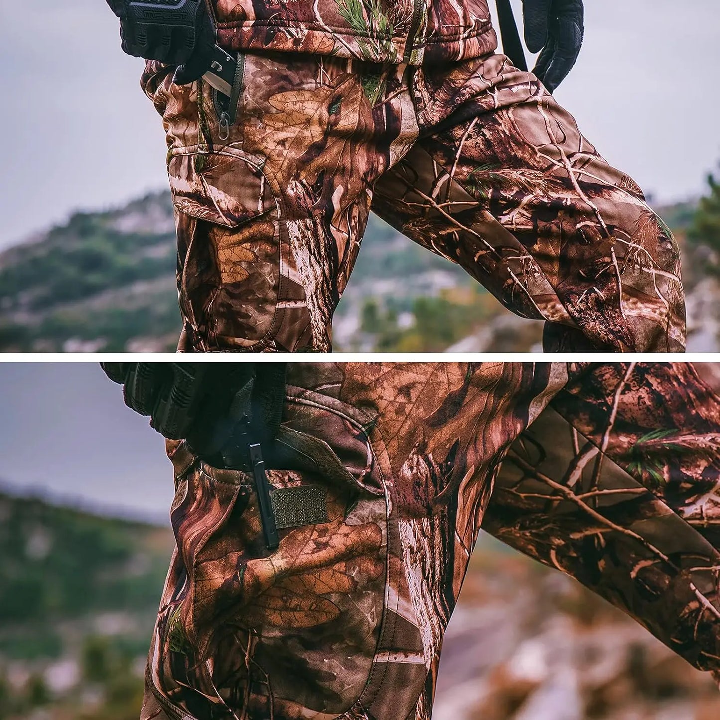 Hunting Pants for Men Camouflage Clothing Gear Windproof Fleece Lined for Winter