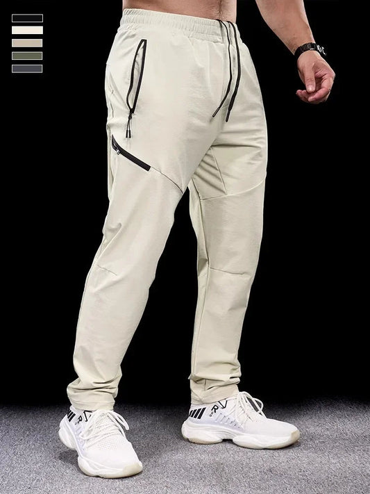 New Autumn Winter Men Quick-drying Sports Casual Trousers Gym Fitness Running Training Clothes Micro-elastic Zipper Pocket Pants 7 Sister Stars LLC
