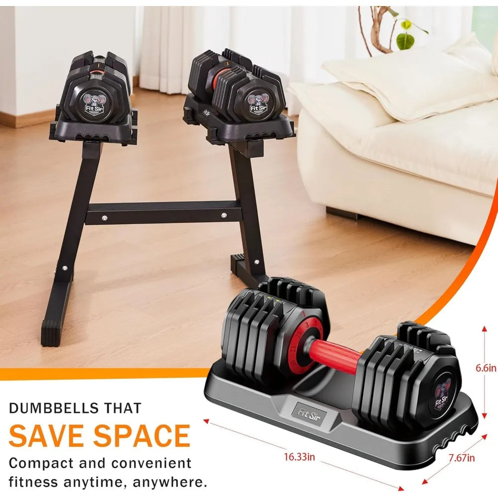 All-in-One 25/55/90 lbs Adjustable Dumbbells, 10-in-1 Free Weights with Non-Slip Grip Handles for Men and Women