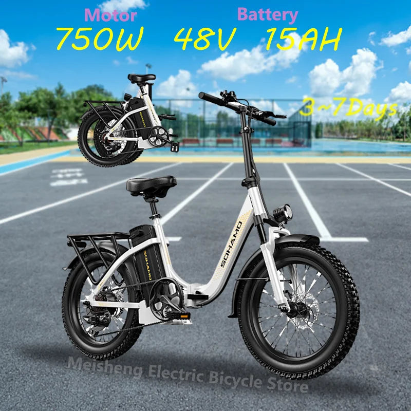 Ebike S3 750W 20Ah 48V Lithium Battery Electric Bicycle Hub Motor Adult Women's Electric Bicycle Suitable for Beach City 7 Sister Stars LLC