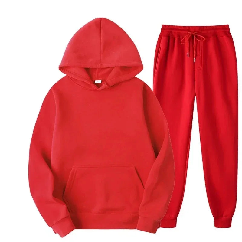 Men's Autumn and Winter New Solid Color Hoodie+pants Two-piece Set Fashionable Casual Sports Set Size S-3XL Tracksuit
