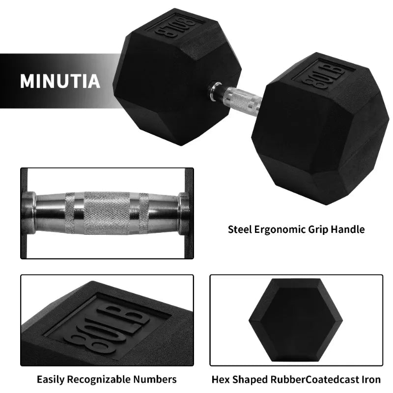 BalanceFrom Rubber Encased Hex Dumbbells, 45 lbs Pair, Black 7 Sister Stars LLC