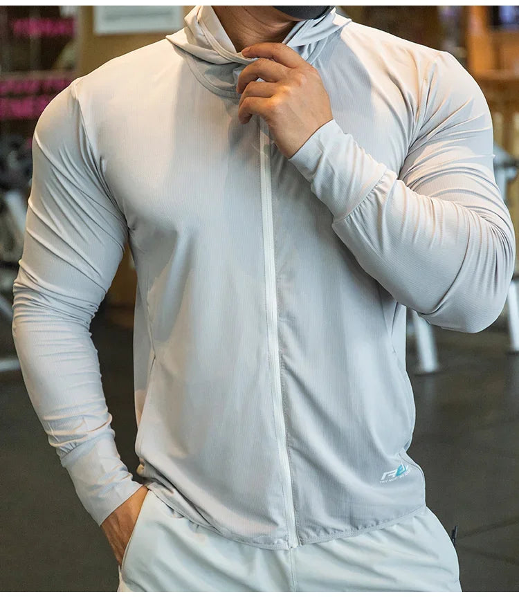2023 High Quality Men's Jacket Sports Zip Up Long Sleeve T-shirts Quick Dry Gym Fitness Elasticity Coats Running Man Sweatshirts