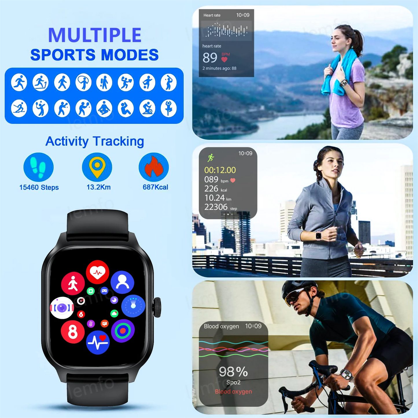 Smart Watches For Man Woman Bluetooth Call Music Fitness Tracker Sport With Waterproof Pedometer Information Alerts Smartwatch