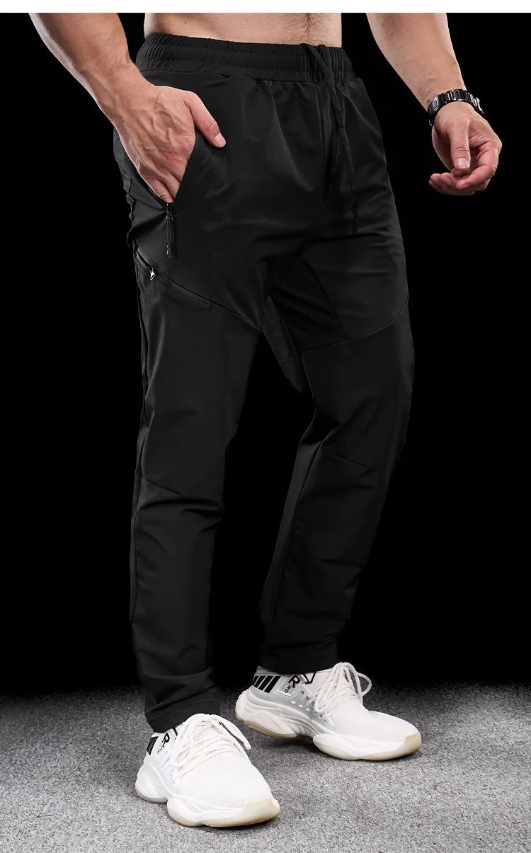 New Autumn Winter Men Quick-drying Sports Casual Trousers Gym Fitness Running Training Clothes Micro-elastic Zipper Pocket Pants 7 Sister Stars LLC