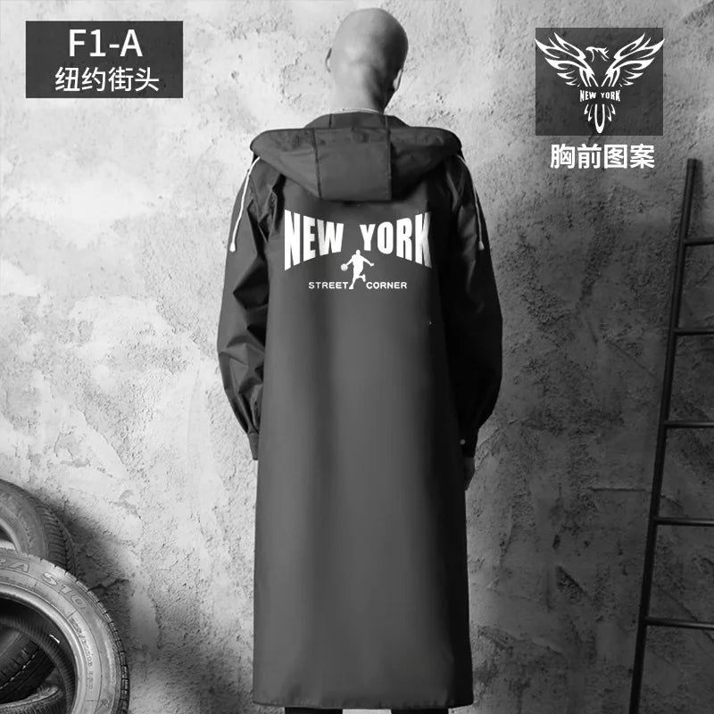 Hunting Jacket EVA Black Red Raincoat Alan Walker Pattern Outdoor Men's Long Style Hiking Ride Poncho Environmental Rain Coat