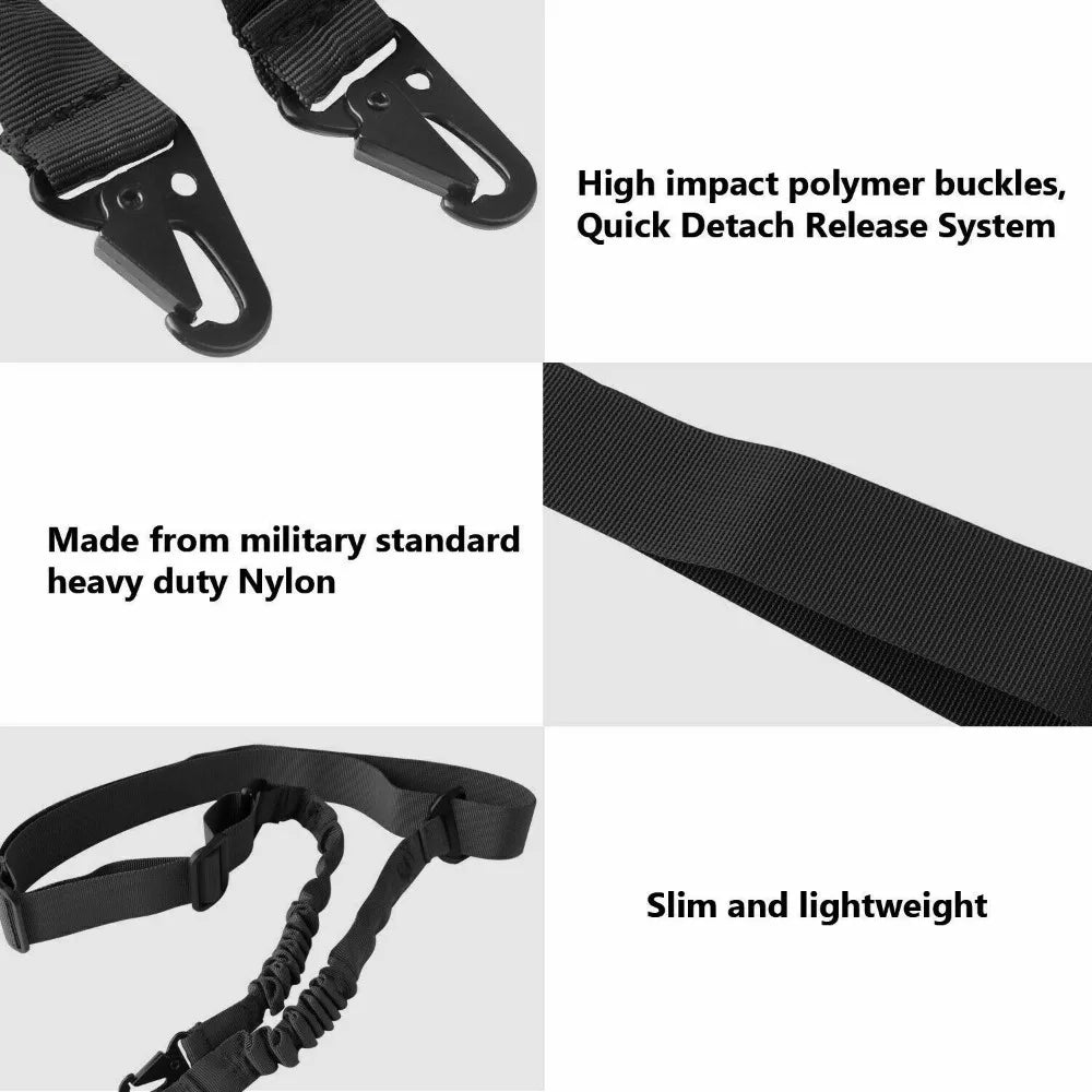 Two Points Rifle Sling with Length Adjuster Traditional Sling with Metal Hook Adjustable Outdoor Hunting Shotgun Belts