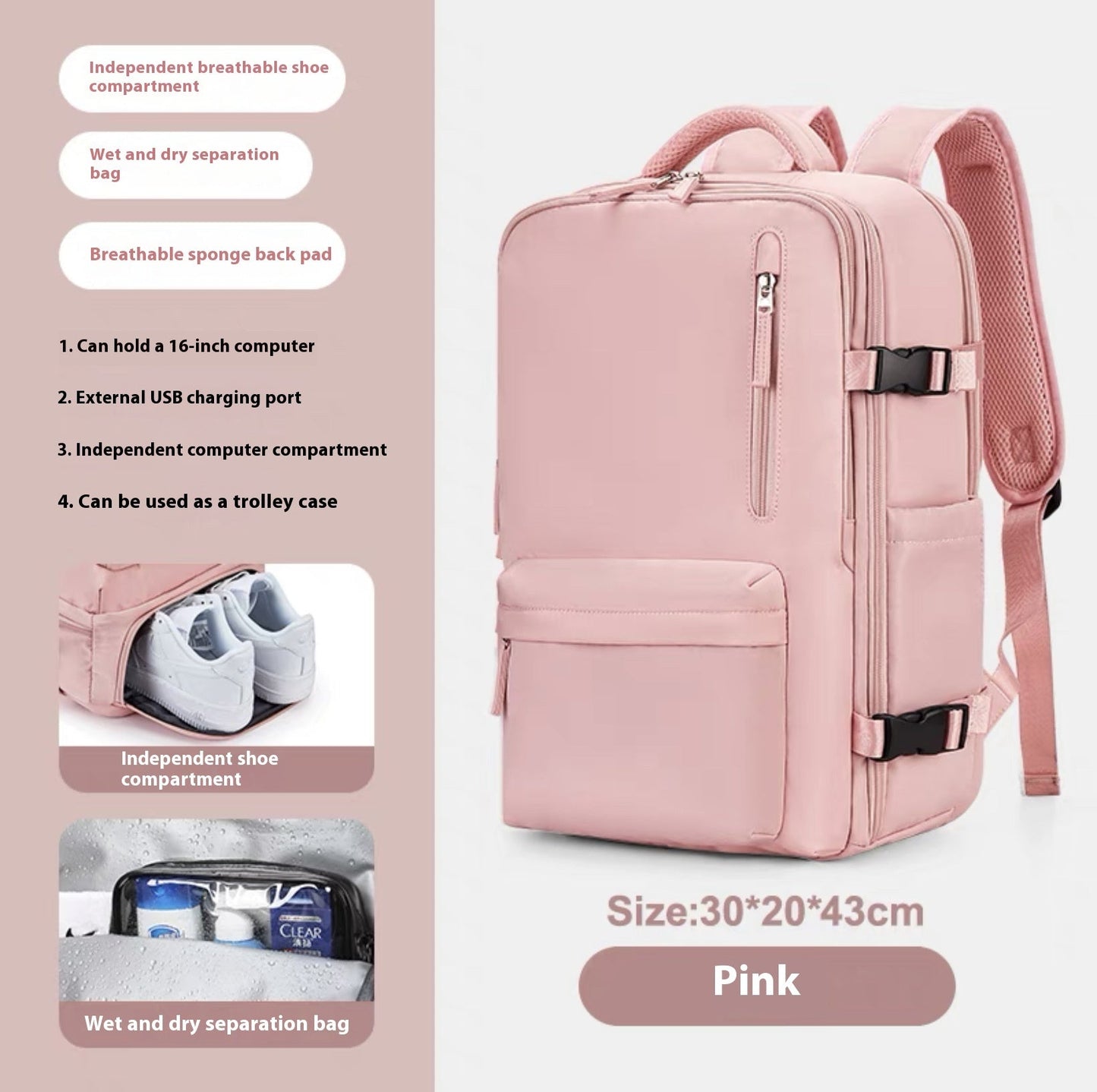 Fashion Large Capacity Travel Backpack Student School Bags 7 Sister Stars LLC